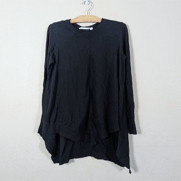 Wilt Asymmetrical Black Top Long Sleeve Cotton Slouchy sz M Basic Capsule Staple - Picture 1 of 9
